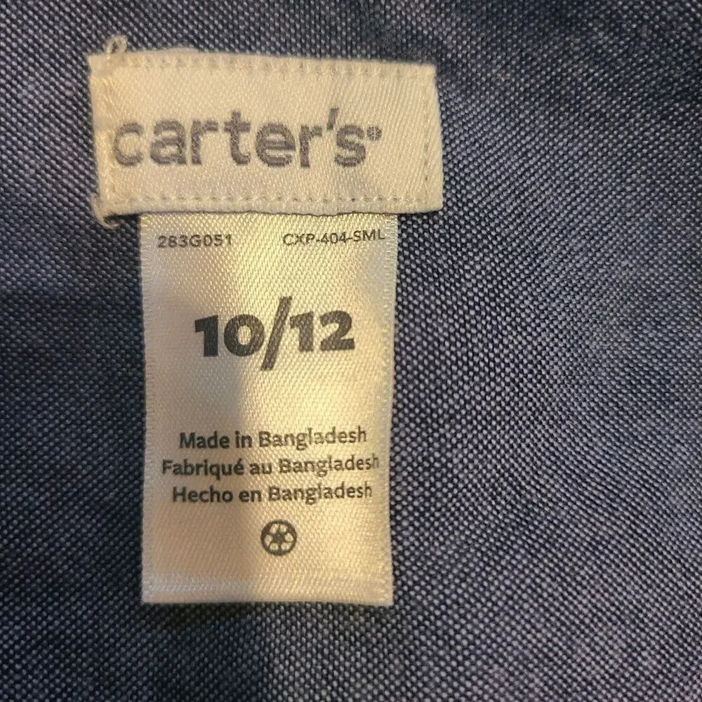 Carters 10/12 boys button down plaid long sleeve shirt